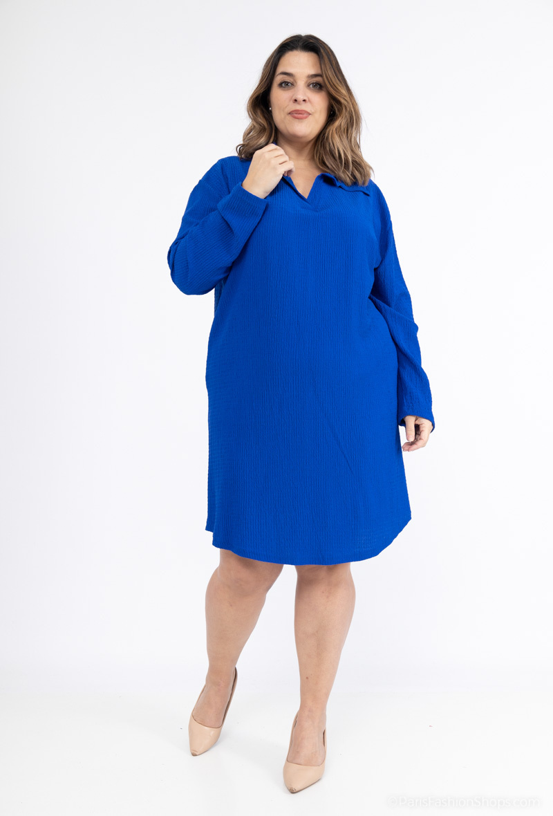 Wholesaler 2W Paris - Long sleeve pleated blouse collar dress