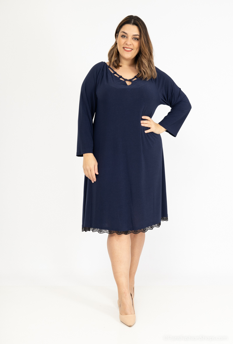 Mayorista 2W Paris - Vestido cuello calado con encaje