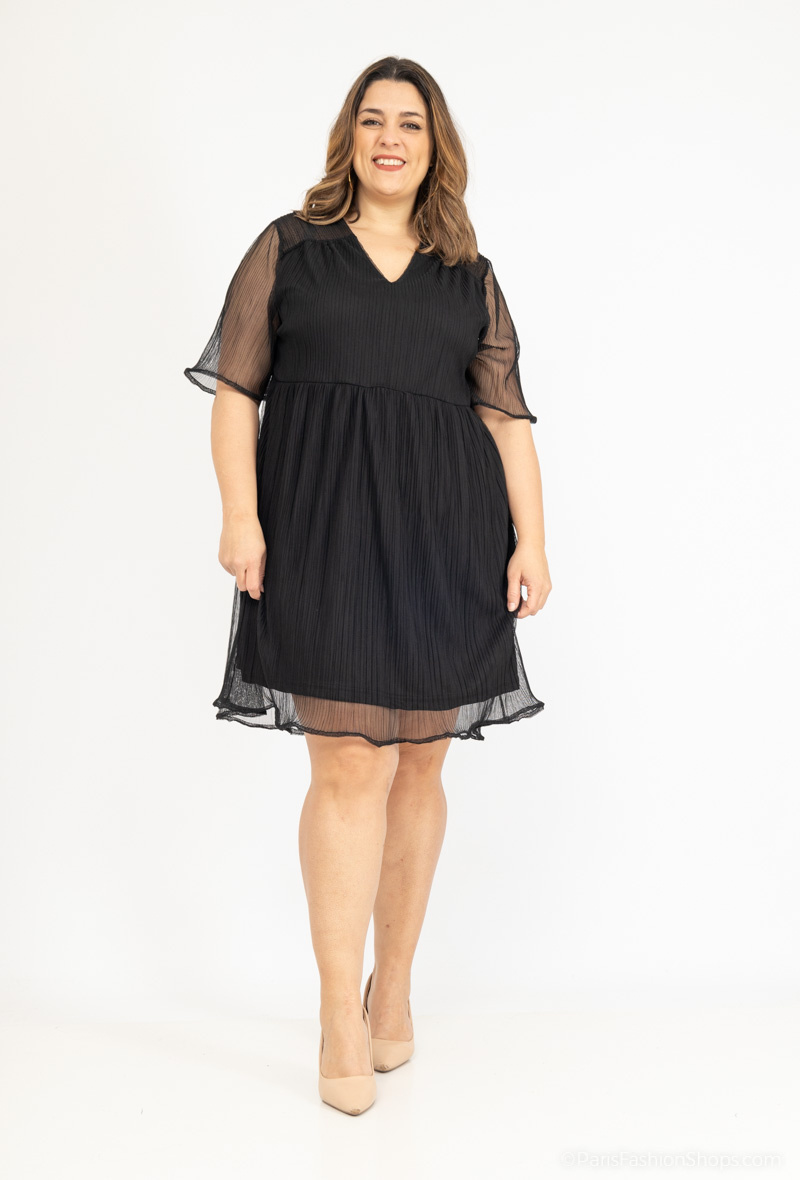 Mayorista 2W Paris - Vestido túnica de rejilla liso plisado