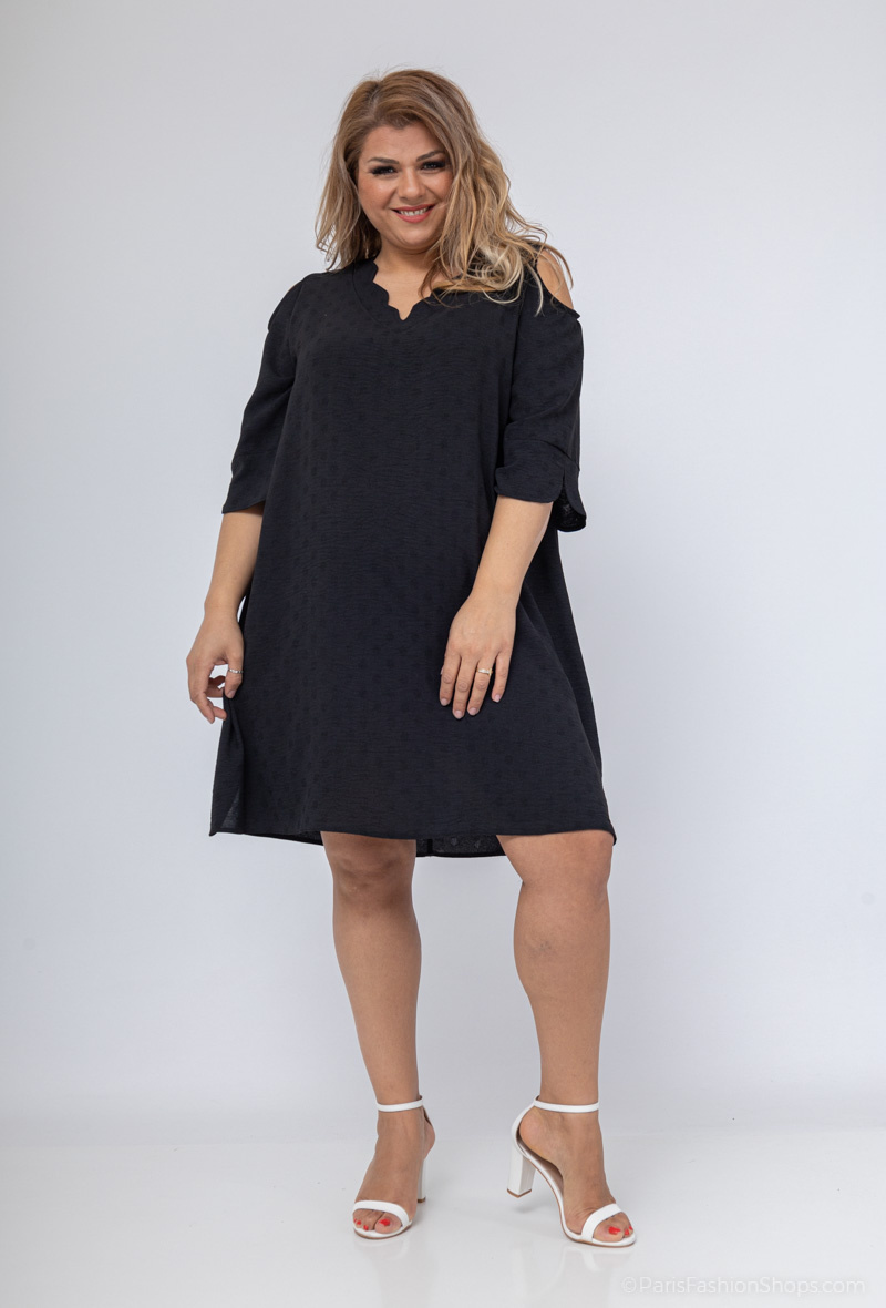 Mayorista 2W Paris - Vestido tipo túnica con hombros descubiertos y cuello festoneado