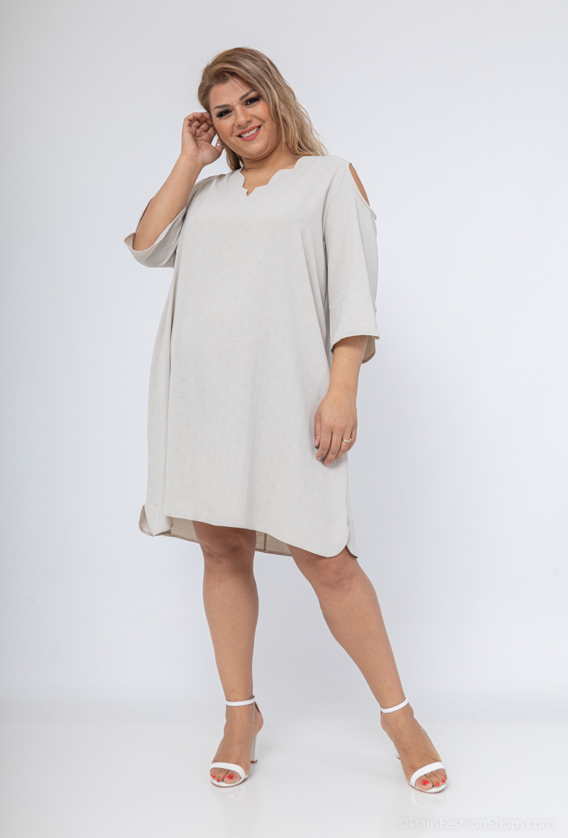 Mayorista 2W Paris - Vestido tipo túnica con hombros descubiertos y cuello festoneado