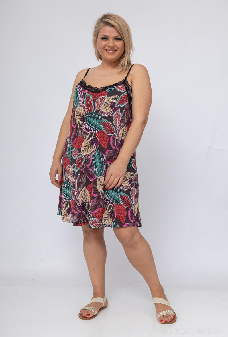 Wholesaler 2W Paris - Dress with fine straps in lace print