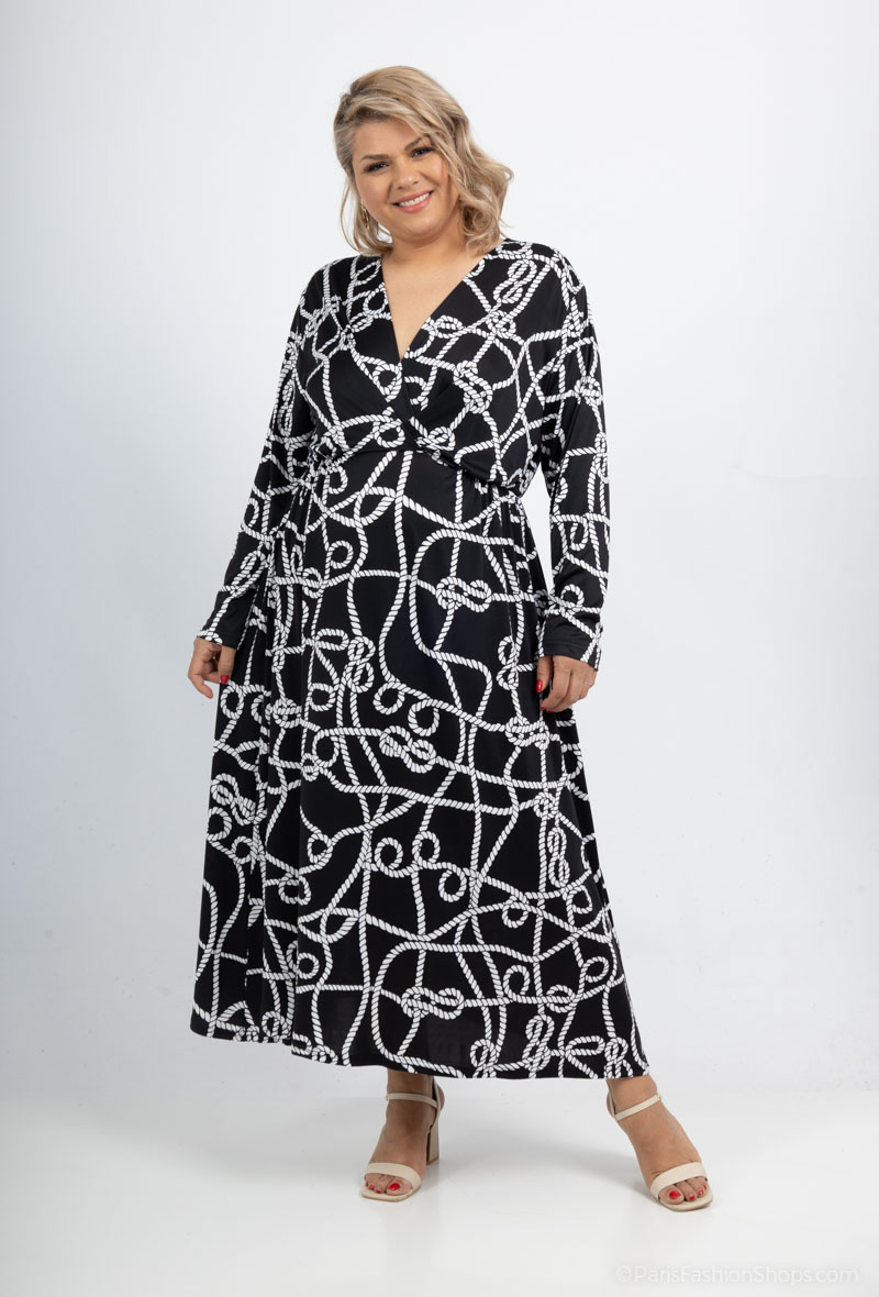 Großhändler 2W Paris - Bedrucktes Kleid mit V-Ausschnitt