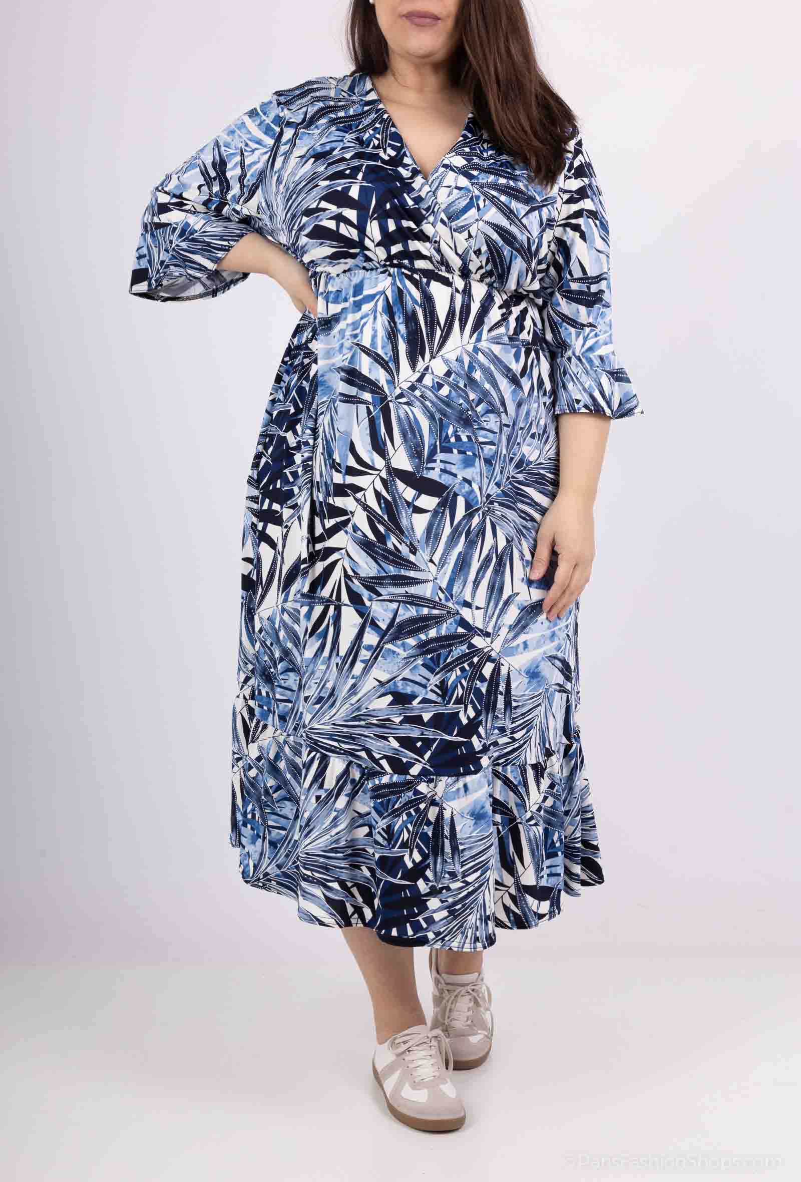 Wholesaler 2W Paris - Trapeze dress with ruffled flared sleeves print