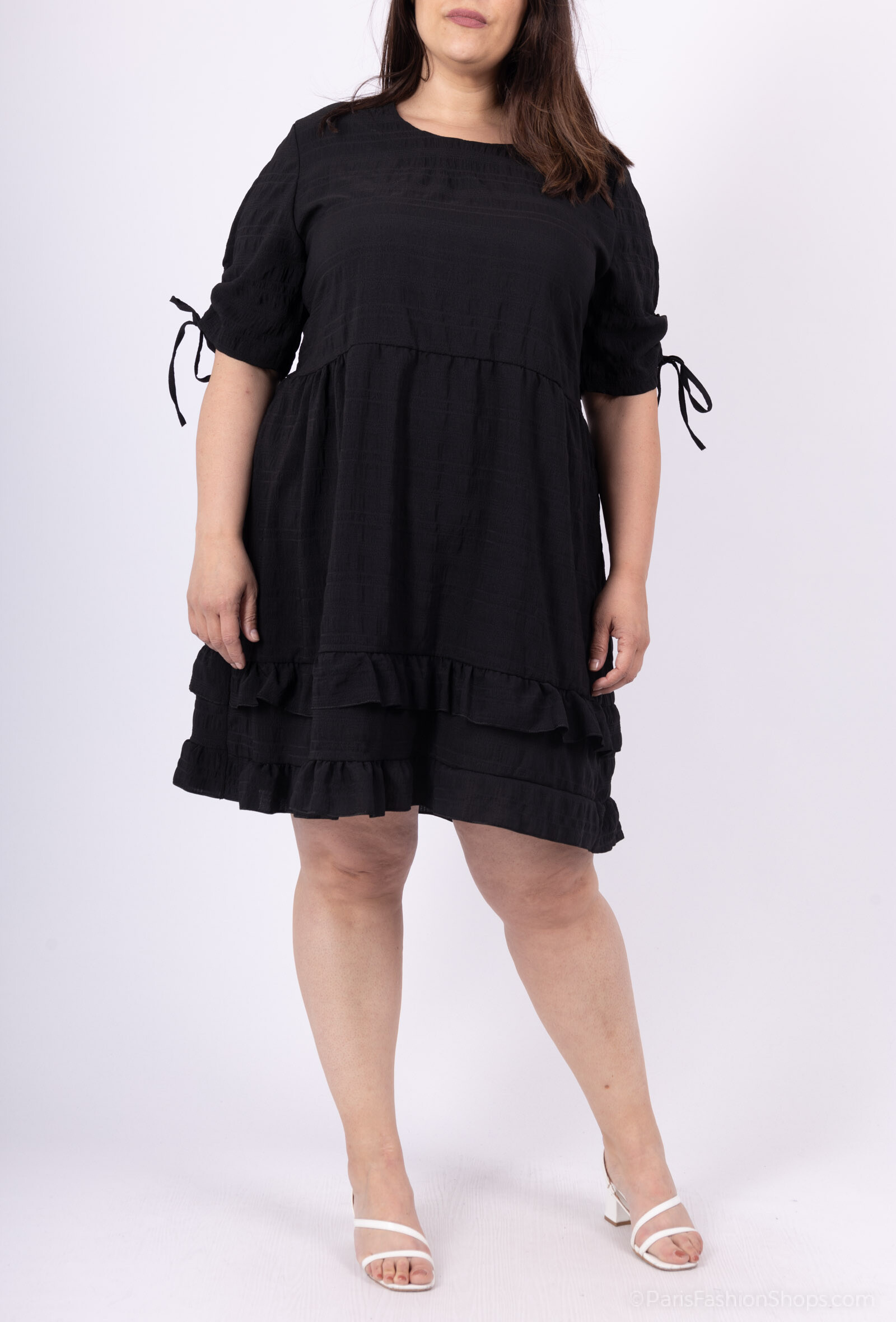 Wholesaler 2W Paris - Dresses in short -sleeved bubble fabrics with large node