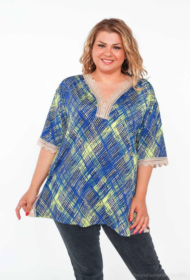 Grossista 2W Paris - Blusa stampata in pizzo a maniche corte