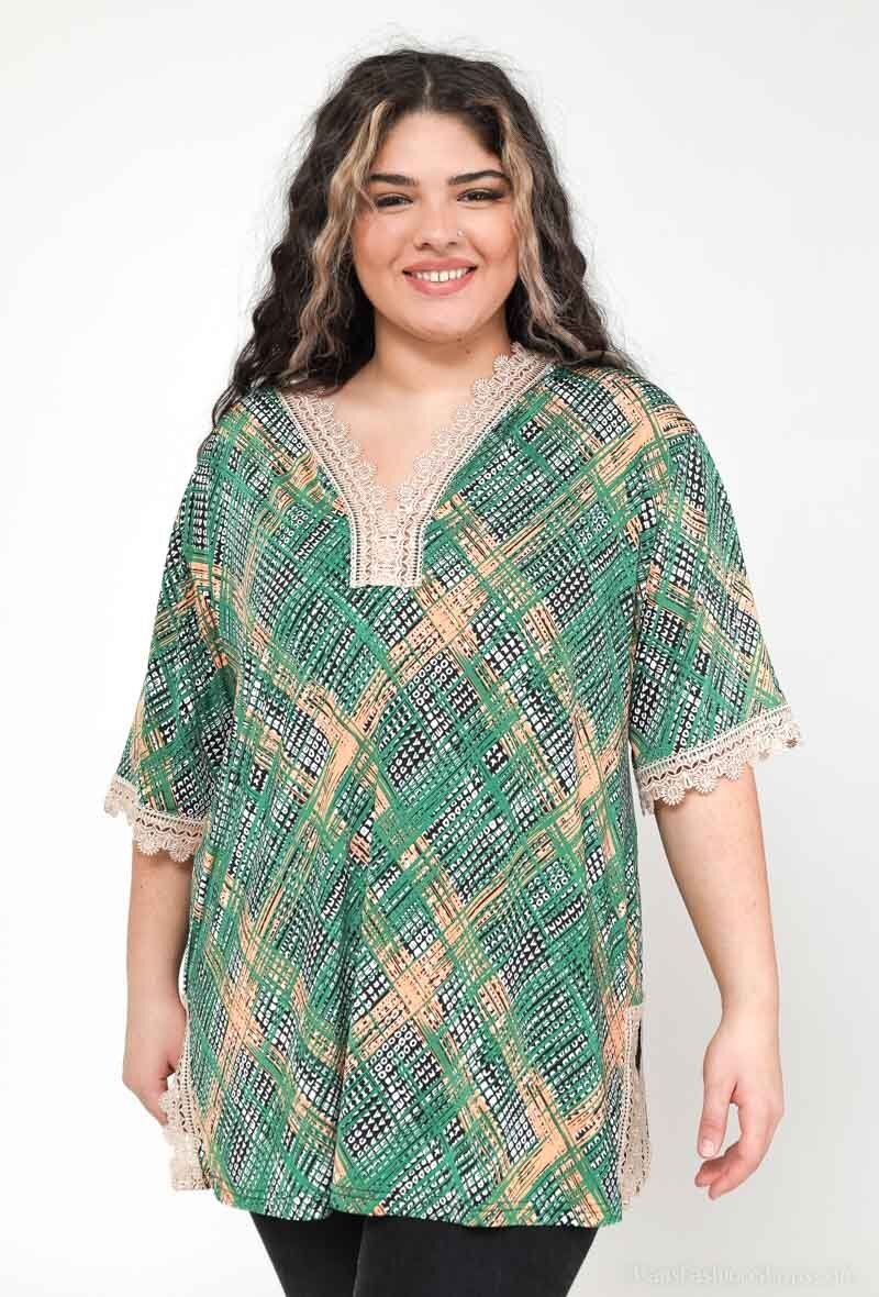 Großhändler 2W Paris - Kurzärmlige Bluse mit Spitzendruck