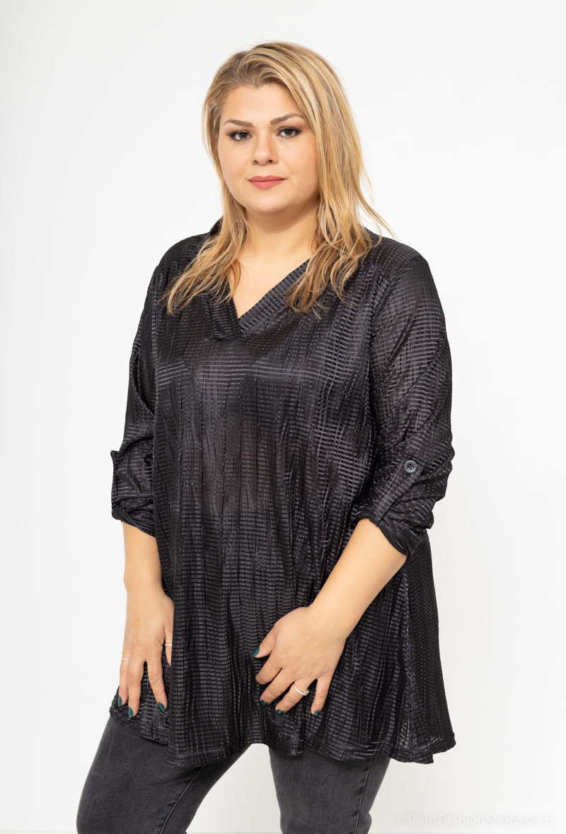 Grossiste 2W Paris - Blouse col v en plissé à manches pattes