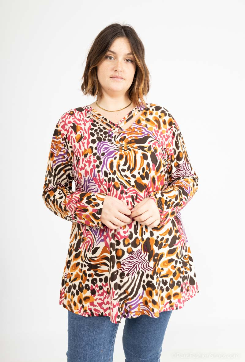 Mayorista 2W Paris - Blusas estampadas con cuello cruzado