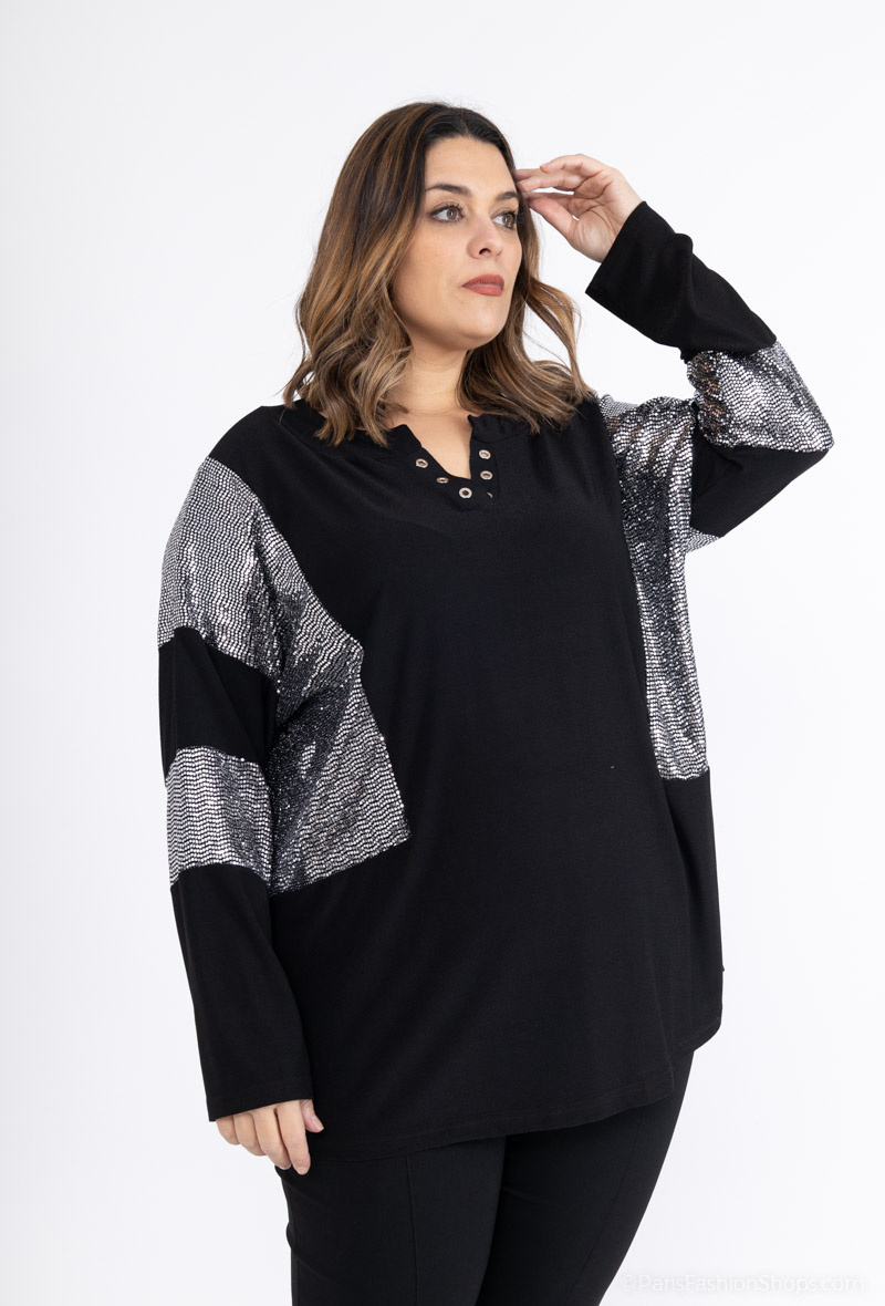 Mayorista 2W Paris - Blusa bimateria con lentejuelas