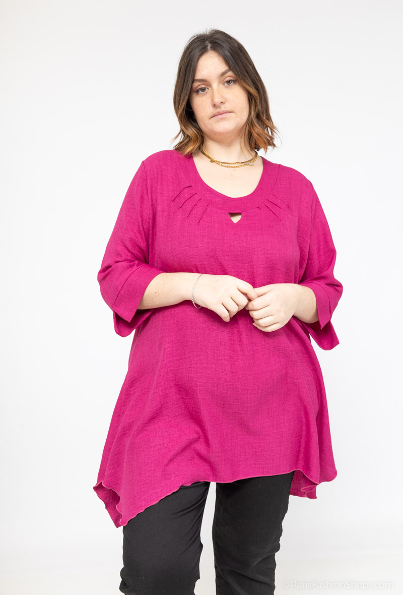 Grossiste 2W Paris - Blouse en encolure trou de Serrure tissus comme du lin