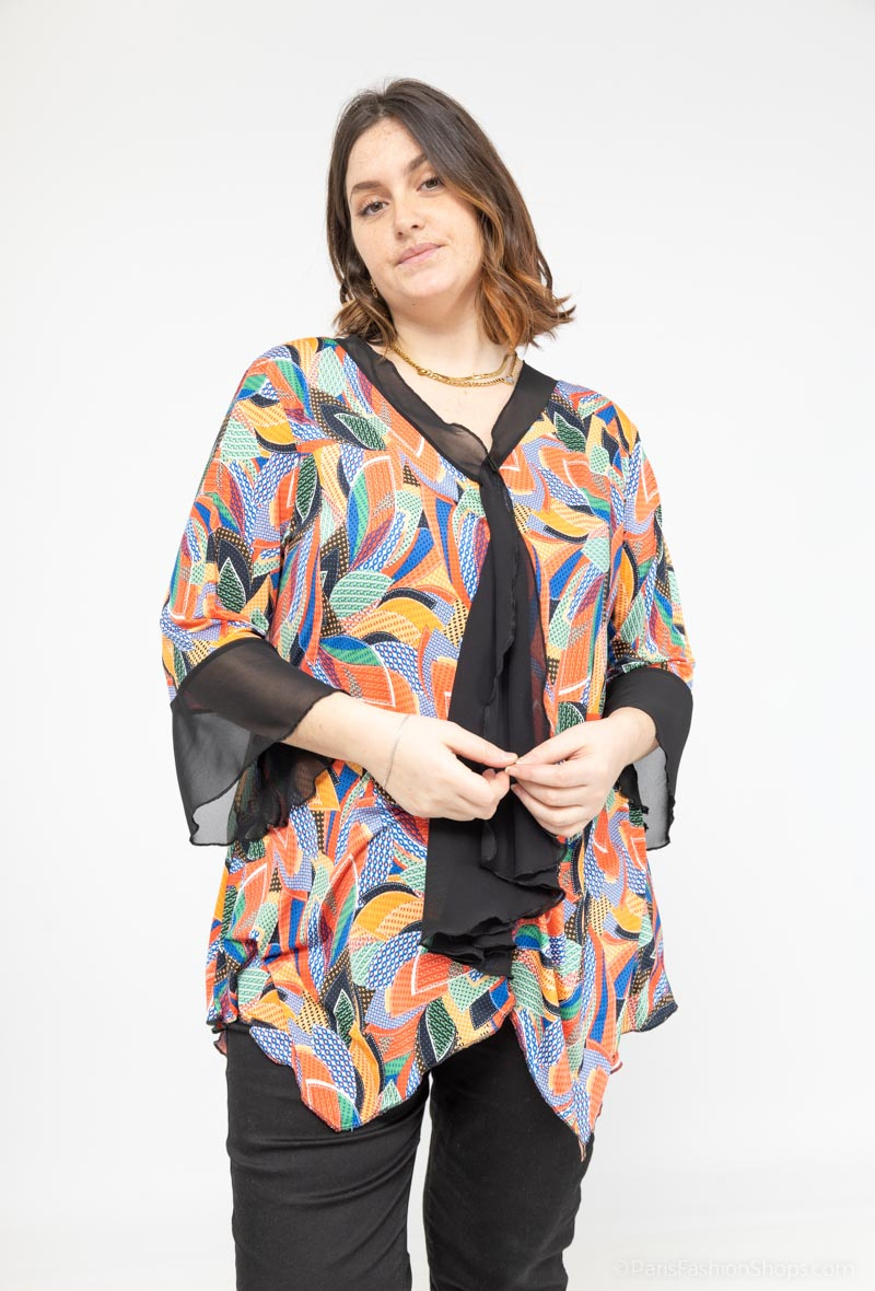 Grossista 2W Paris - Blusa con scollo a V e stampa