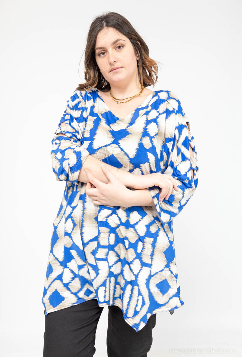 Grossiste 2W Paris - Blouse imprimé à manches ajourées