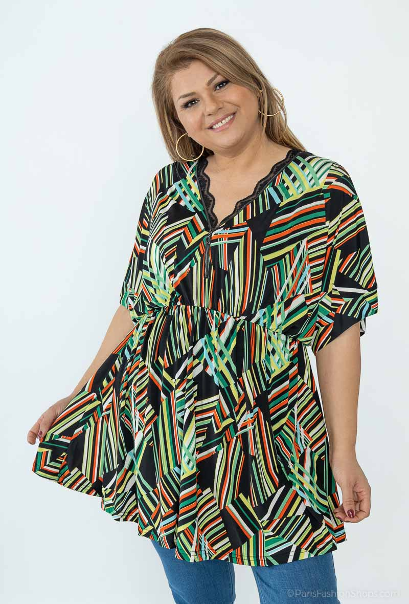 Grossista 2W Paris - Tunica con stampa in pizzo e zip