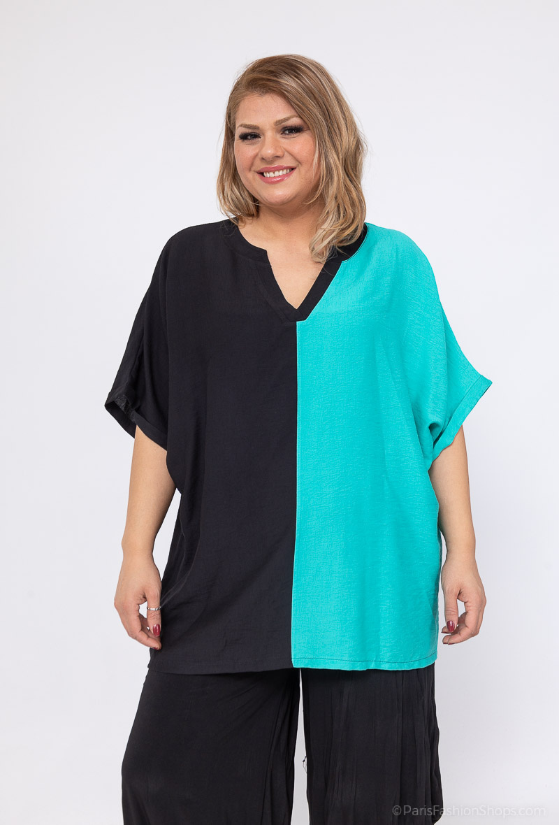 Mayorista 2W Paris - Blusas bicolor con escote de muesca