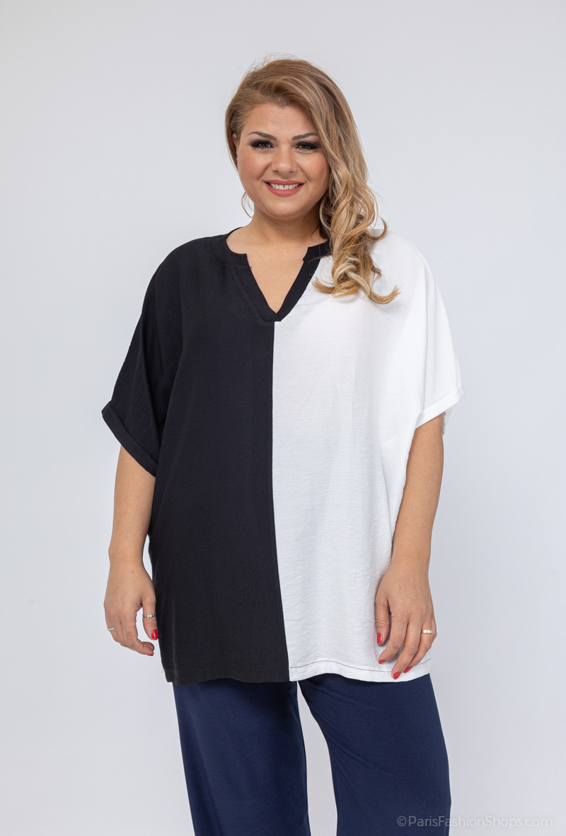 Mayorista 2W Paris - Blusas bicolor con escote de muesca