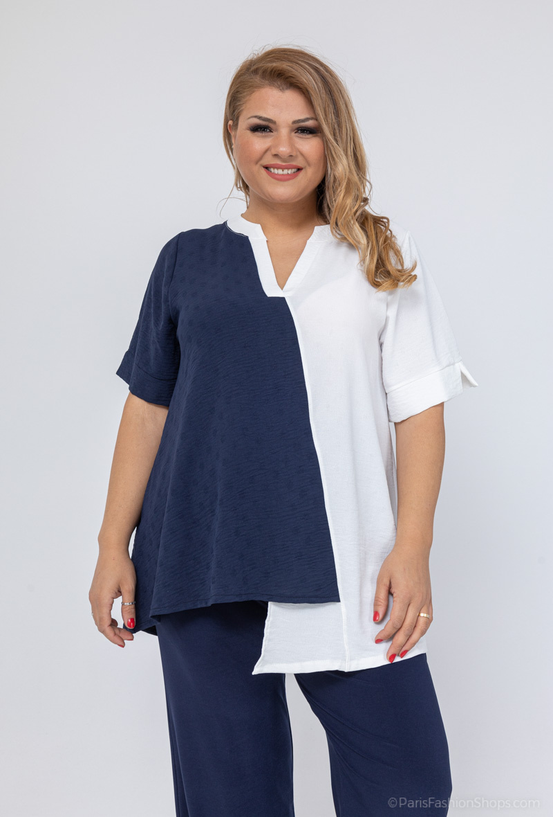 Mayorista 2W Paris - Blusas bicolor con escote de muesca