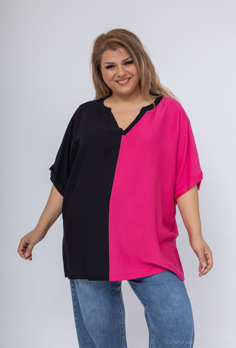 Mayorista 2W Paris - Blusas bicolor con escote de muesca
