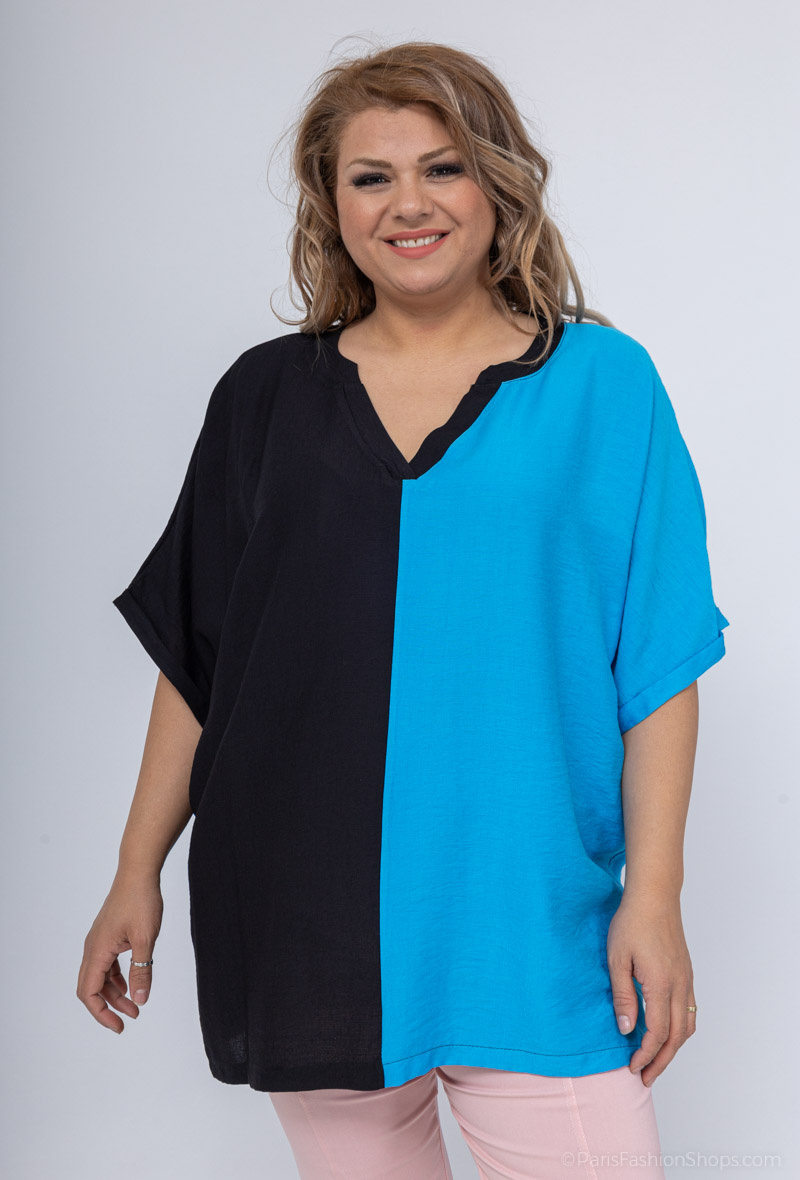 Mayorista 2W Paris - Blusas bicolor con escote de muesca