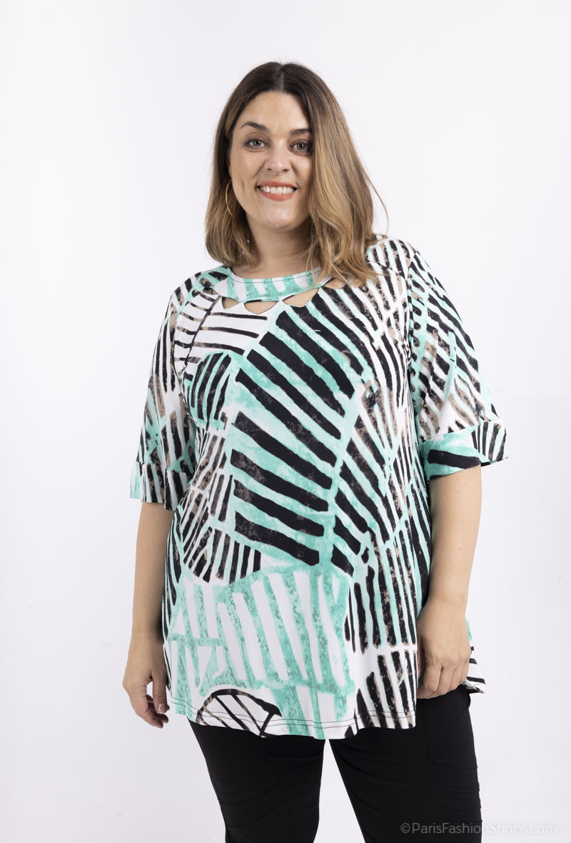 Mayorista 2W Paris - top estampado con cuello calado
