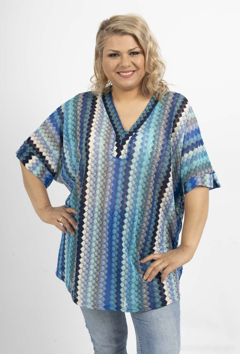 Großhändler 2W Paris - Gestickte Strickbluse mit Fledermausärmeln
