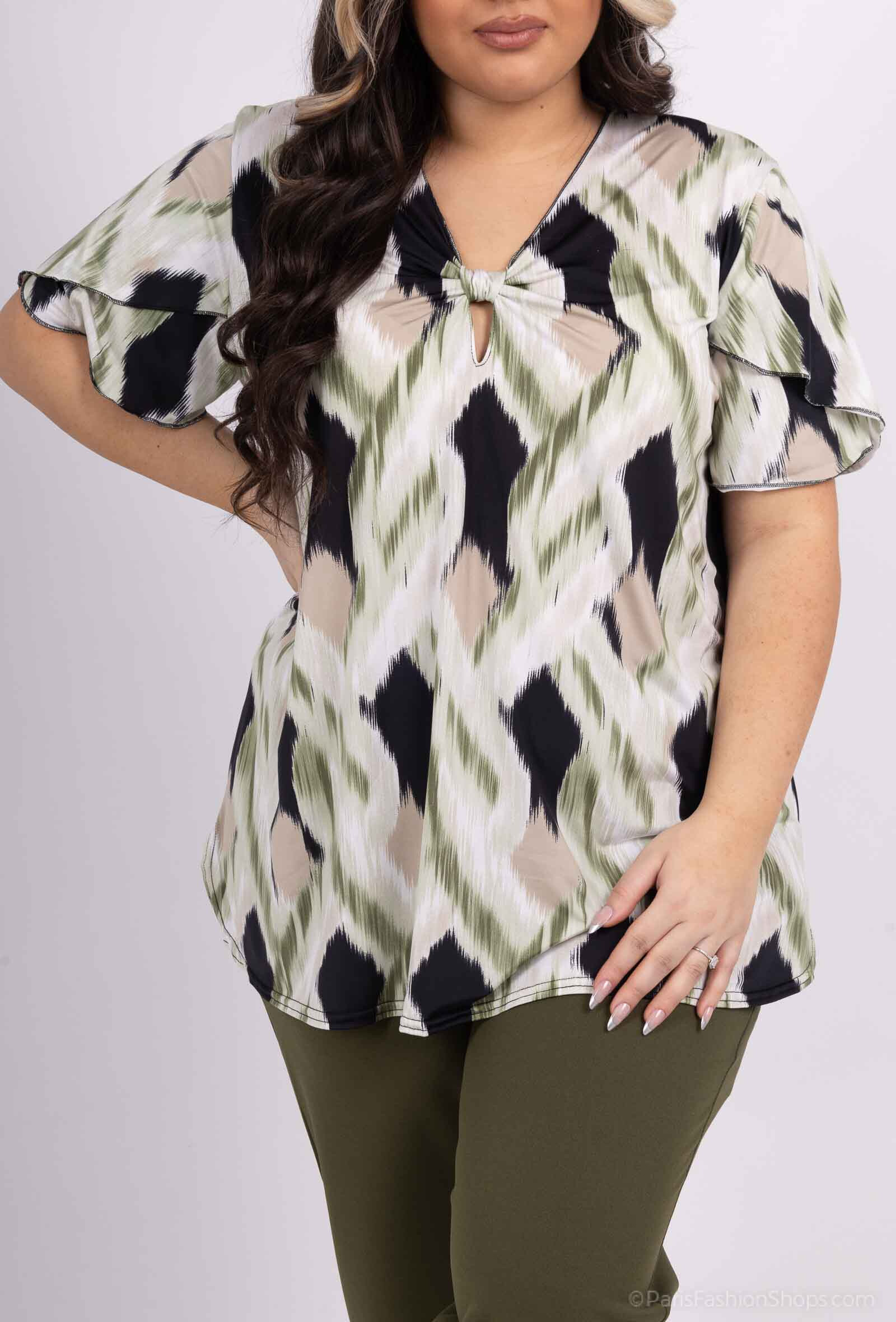 Grossiste 2W Paris - Blouse en imprimé à encolure trou de Serrure