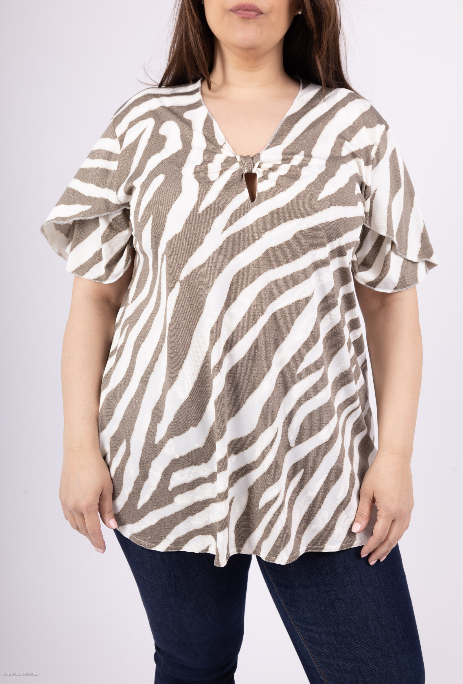 Grossiste 2W Paris - Blouse en imprimé à encolure trou de Serrure