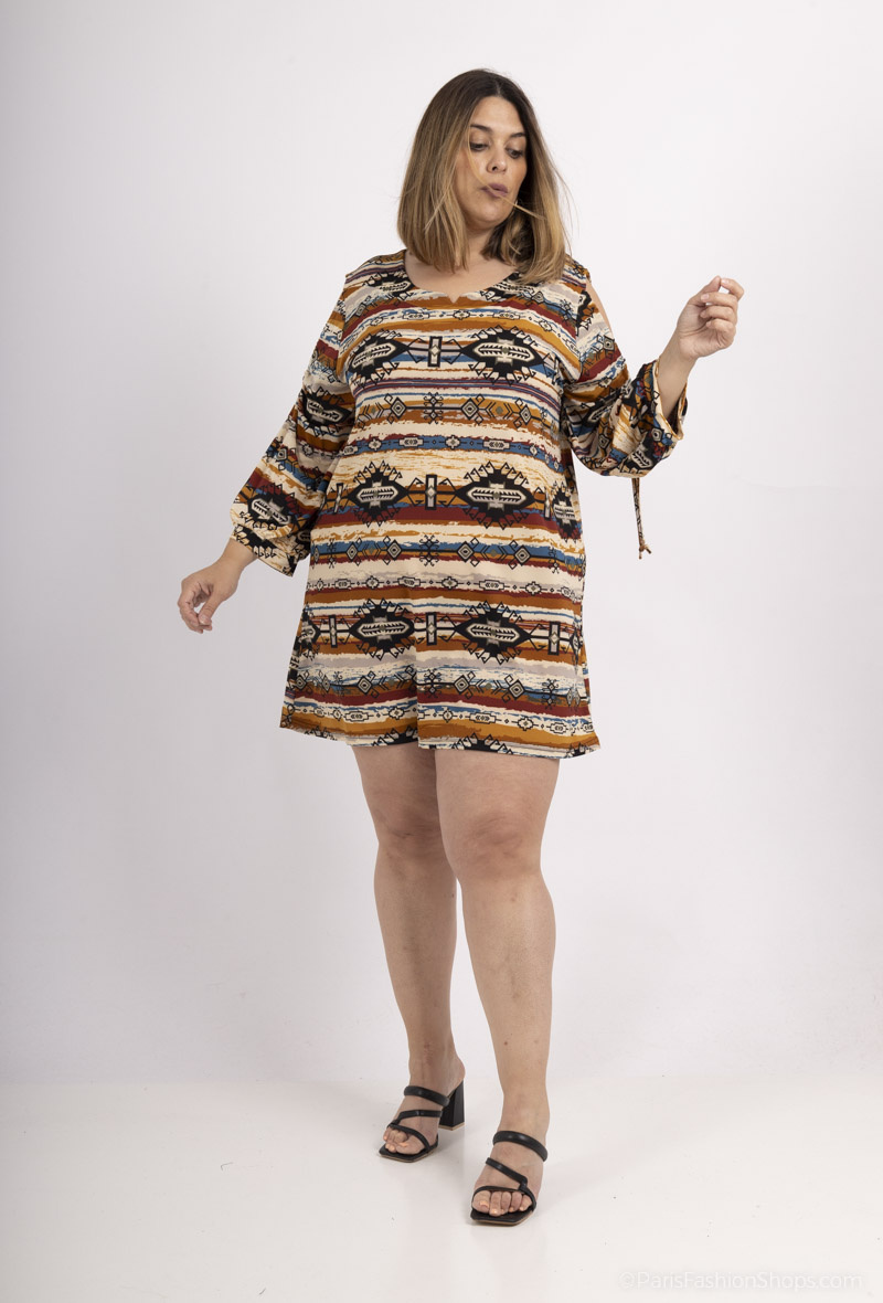 Wholesaler 2W Paris - Printed tunic with detailed sleeves