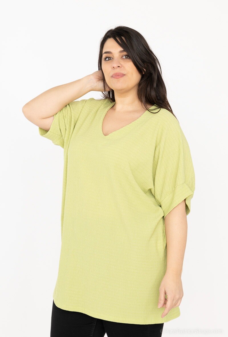 Grossista 2W Paris - Blusa decorata plissettata con schiena incrociata e maniche a pipistrello