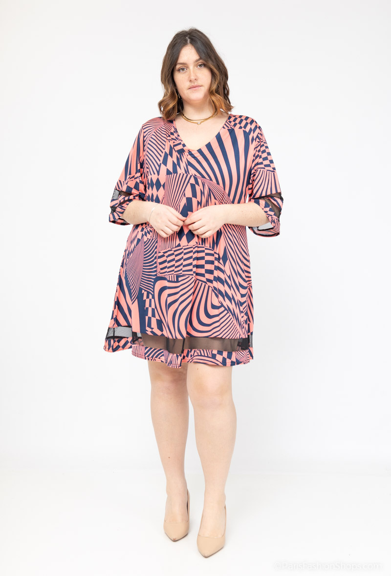 Grossiste 2W Paris - Robe tunique à imprimé avec tulle
