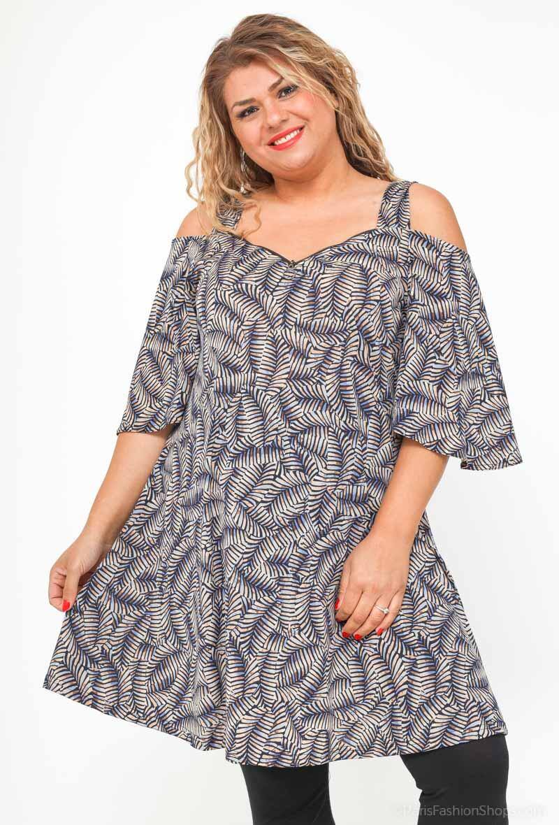 Grossista 2W Paris - Tunica stampata con spalle scoperte e zip