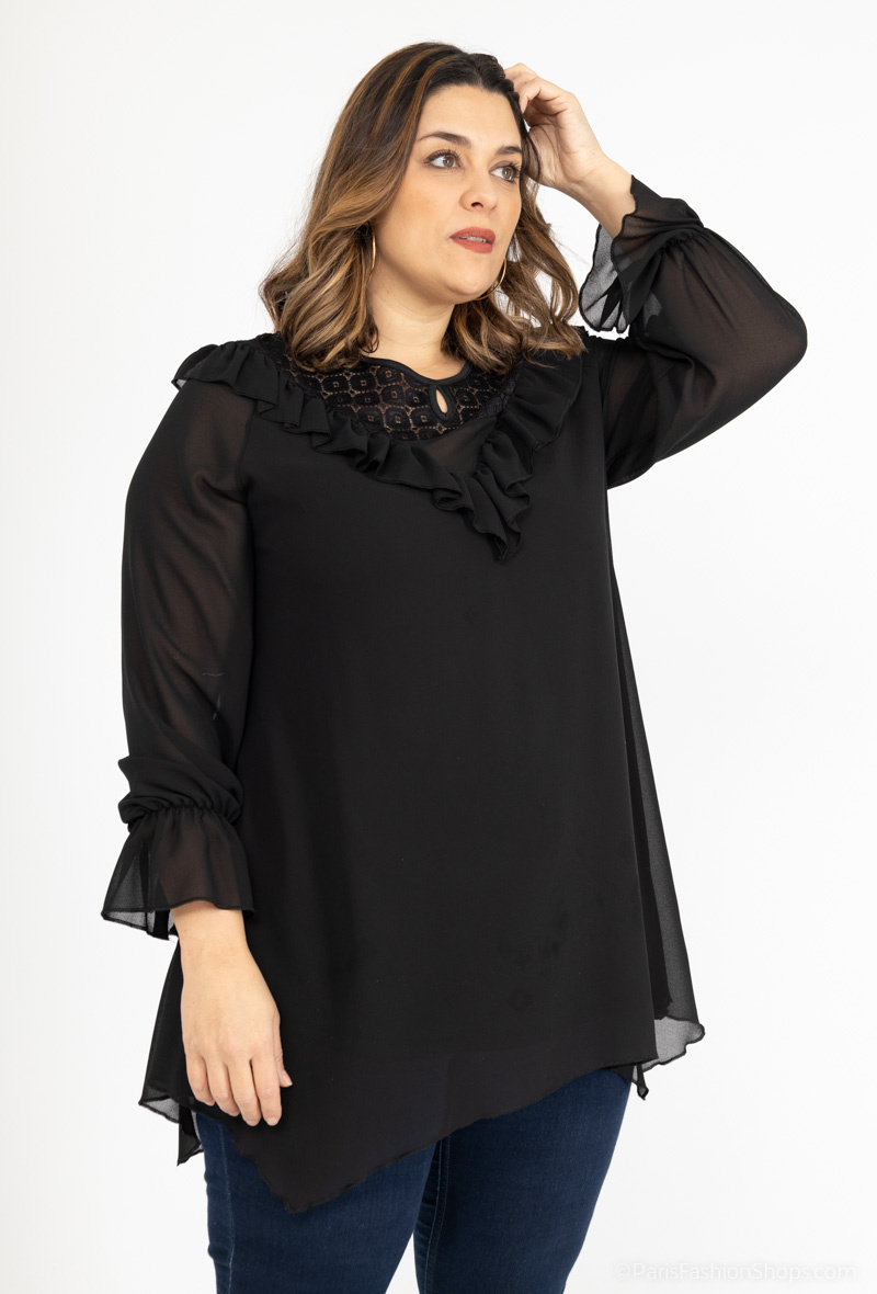 Grossiste 2W Paris - Tunique en Dentelle en Mousseline De Soie