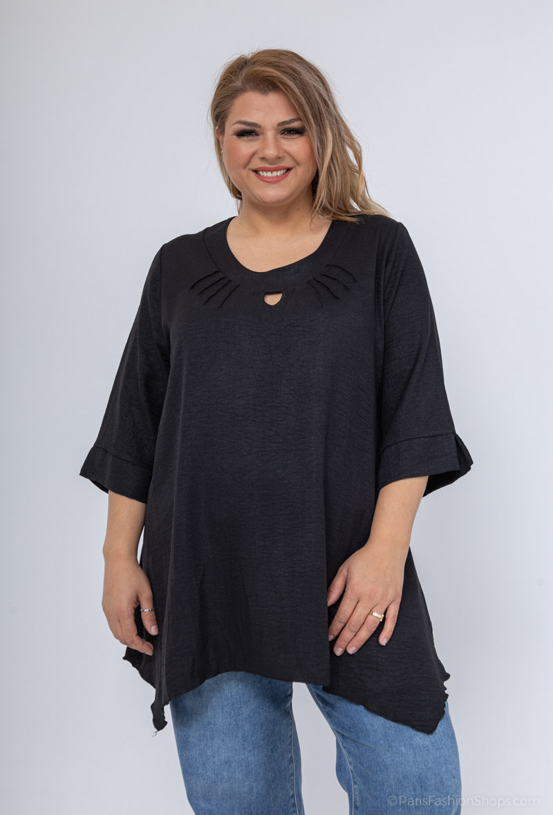 Grossista 2W Paris - Blusa con scollo a forma di serratura in tessuti in lino sintetico