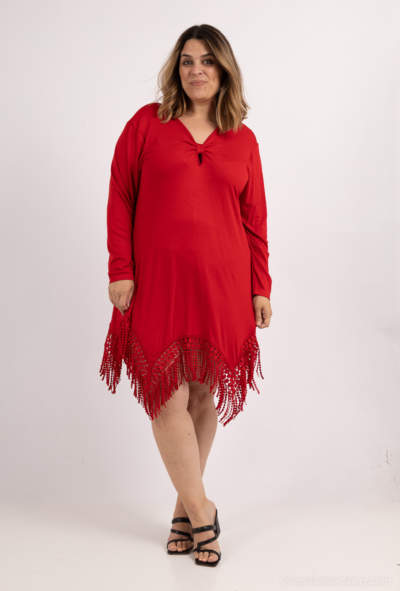 Wholesaler 2W Paris - Asymmetrical lace and patchwork tunic