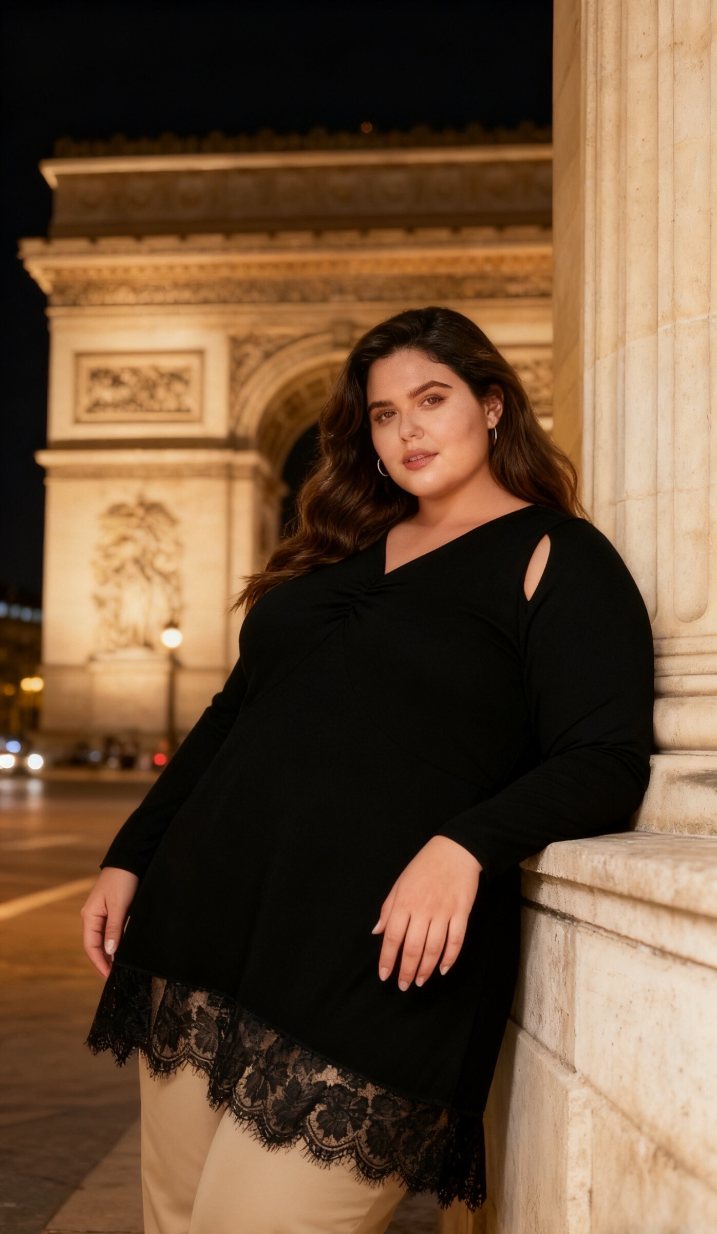 Tunique automnale en viscose douce, rehaussée de dentelle élégante, idéale pour les soirées fraîches.
REF/2WR04 Longueur : 95 cm
La mannequin mesure 175cm et porte une taille (T3) 46-48
(T3) 46-48 Tour de poitrine:130 cm.