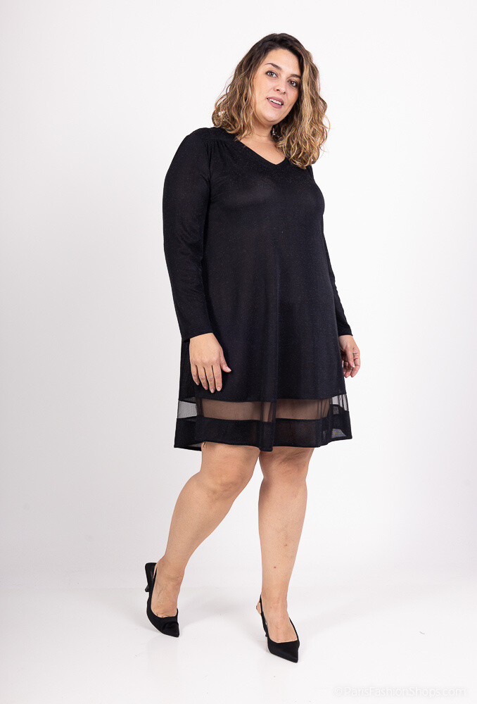 Grossista 2W Paris - Tunica con paillettes, scollo a V e tulle