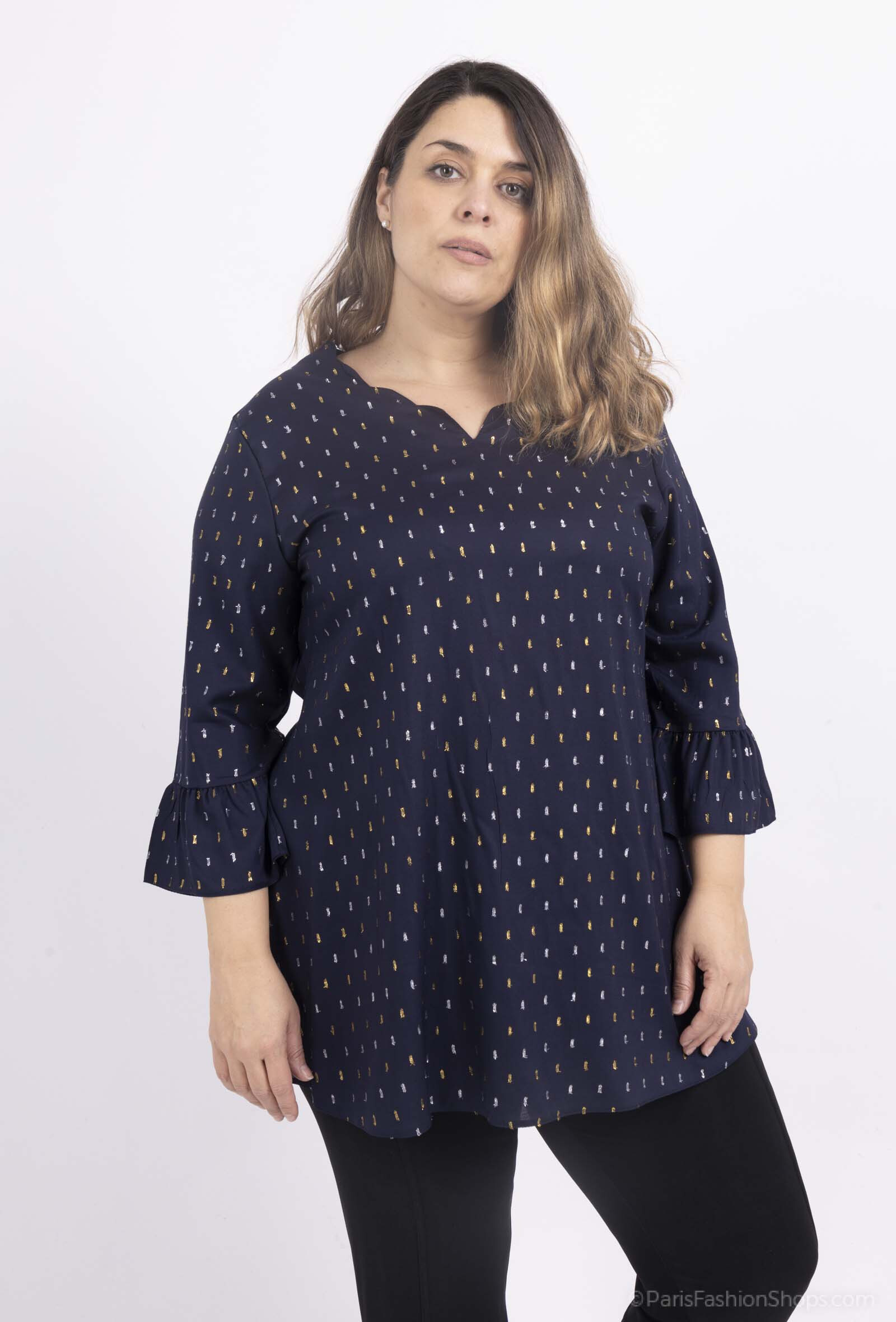 Grossiste 2W Paris - Blouse Col V à viscose manches évasées