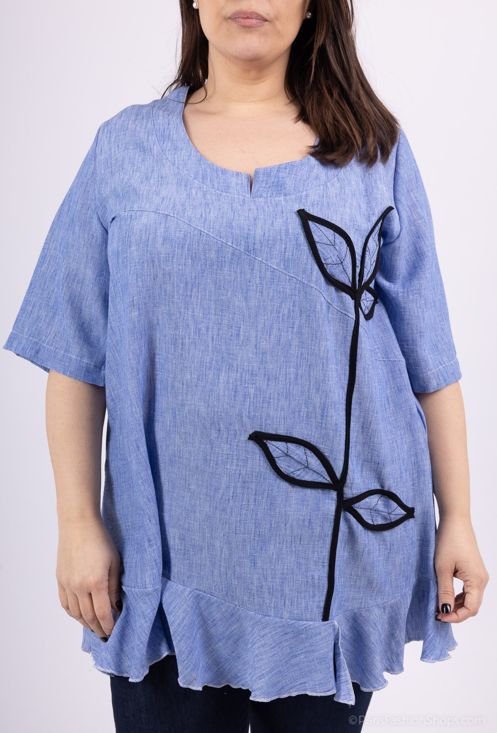 Wholesaler 2W Paris - Tunics in fabrics like short -sleeved flax in large size