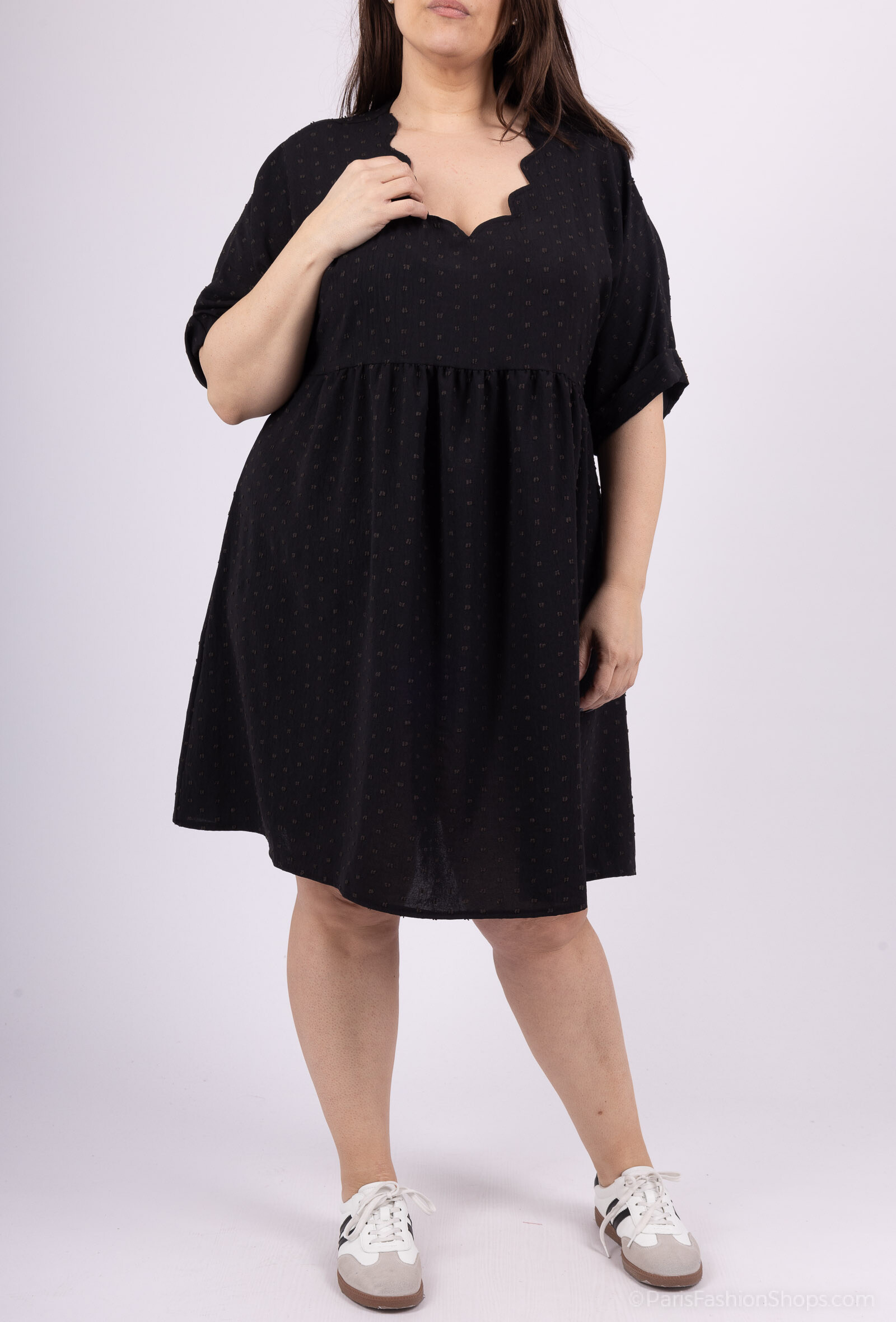 Wholesaler 2W Paris - Fluid tunic with short sleeves in Claudine Grande Collar for summer