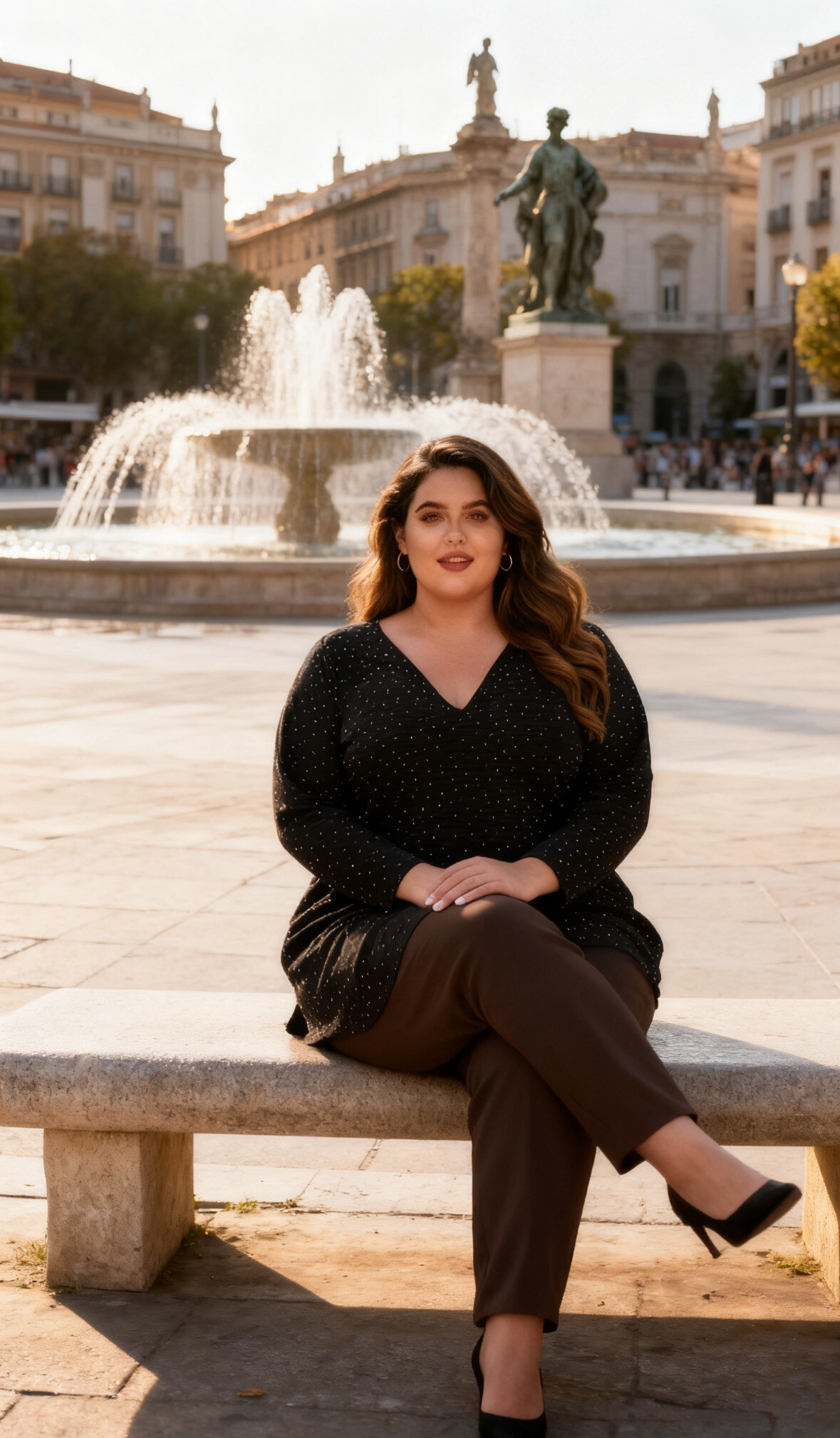 Tunique V ample ornée de strass, manches 3/4, idéale pour l'automne, 95% polyester, 5% élasthanne. Parfaite pour une allure chic décontractée.
REF:H5157 La longueur: 88 cm.
La mannequin mesure 175cm et porte une taille (T3) 46-48
(T3) 46-48 Tour de poitrine：128 cm.