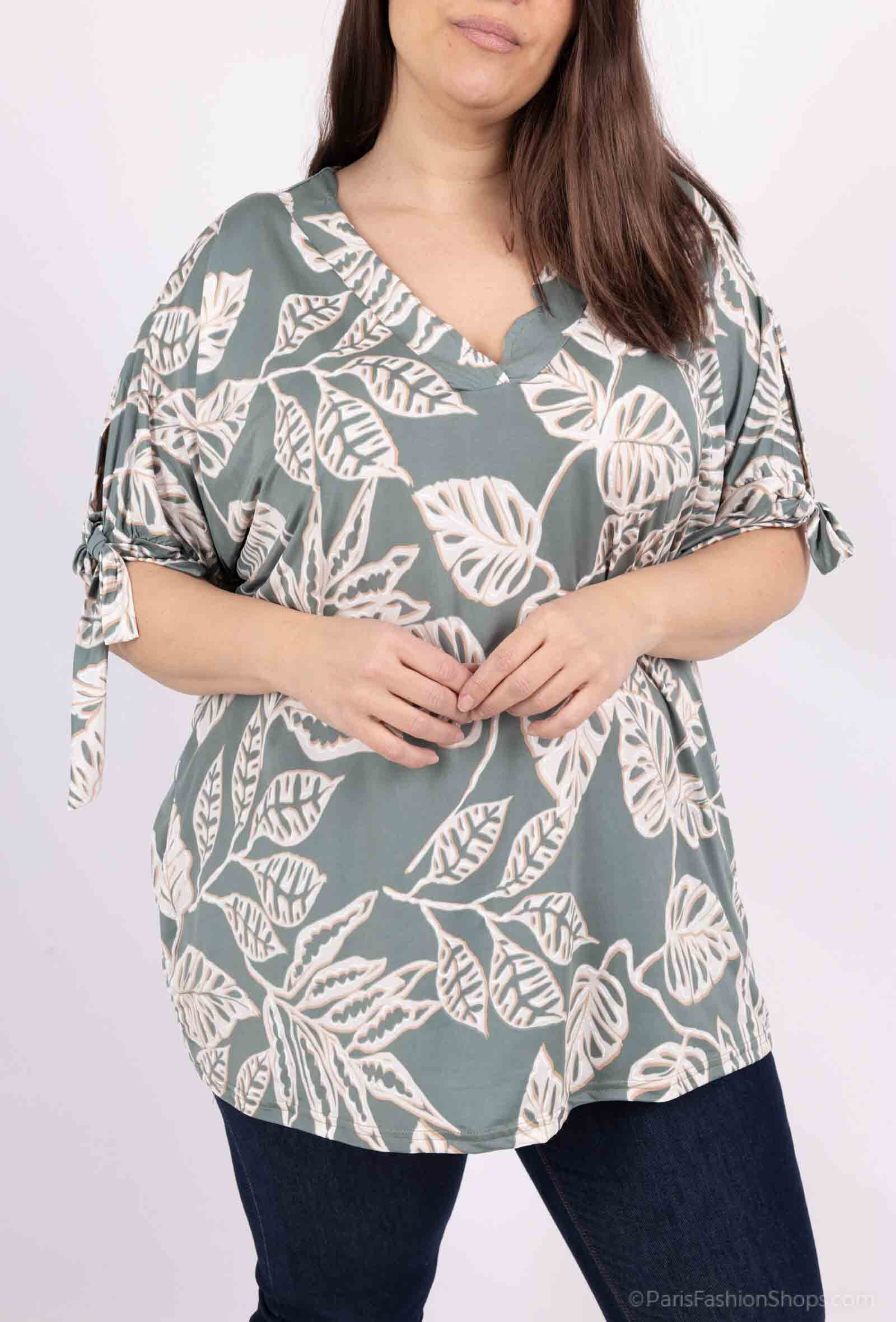 Wholesaler 2W Paris - Short sleeve printed blouse with bow