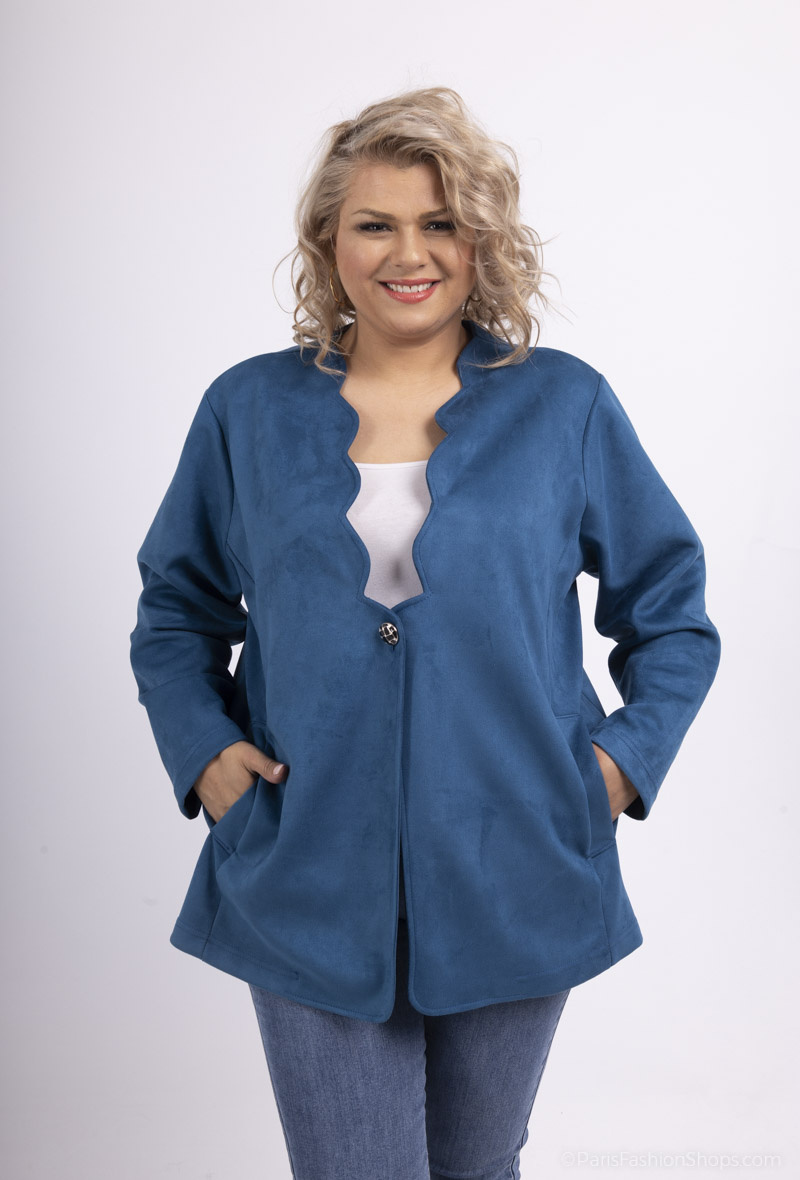 Mayorista 2W Paris - Chaqueta de ante con escote medio círculo.