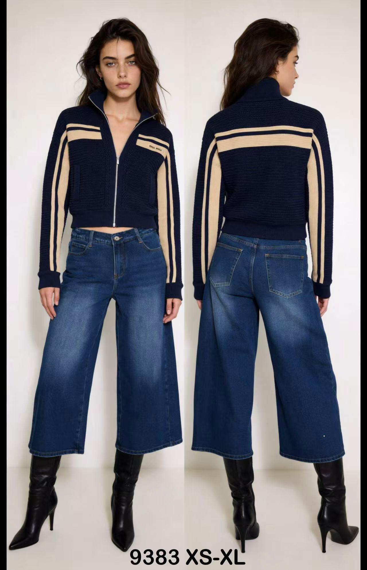 Wholesaler 3DDENIM - WOMEN'S CROPPED PALAZZO JEANS