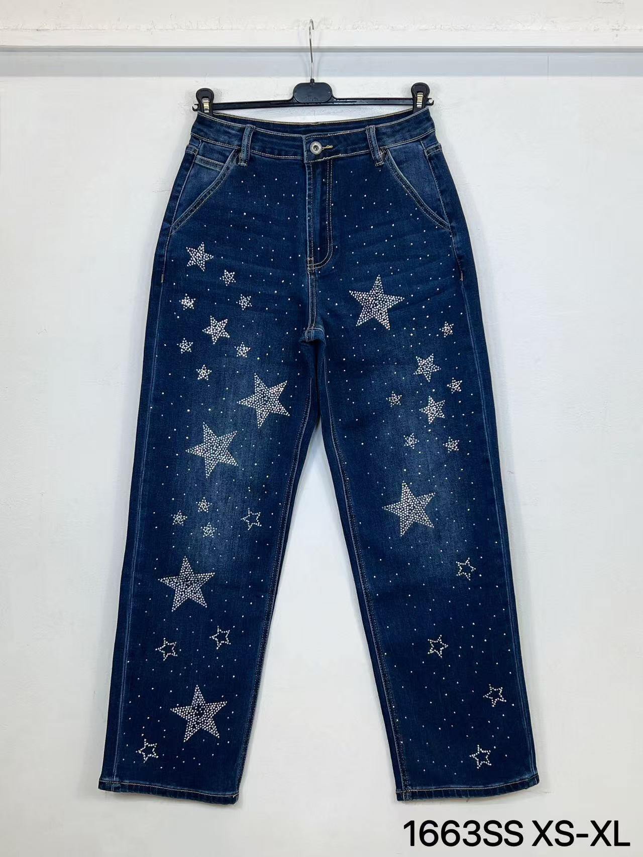 Wholesaler 3DDENIM - DARK BLUE JEANS WITH DIAMOND