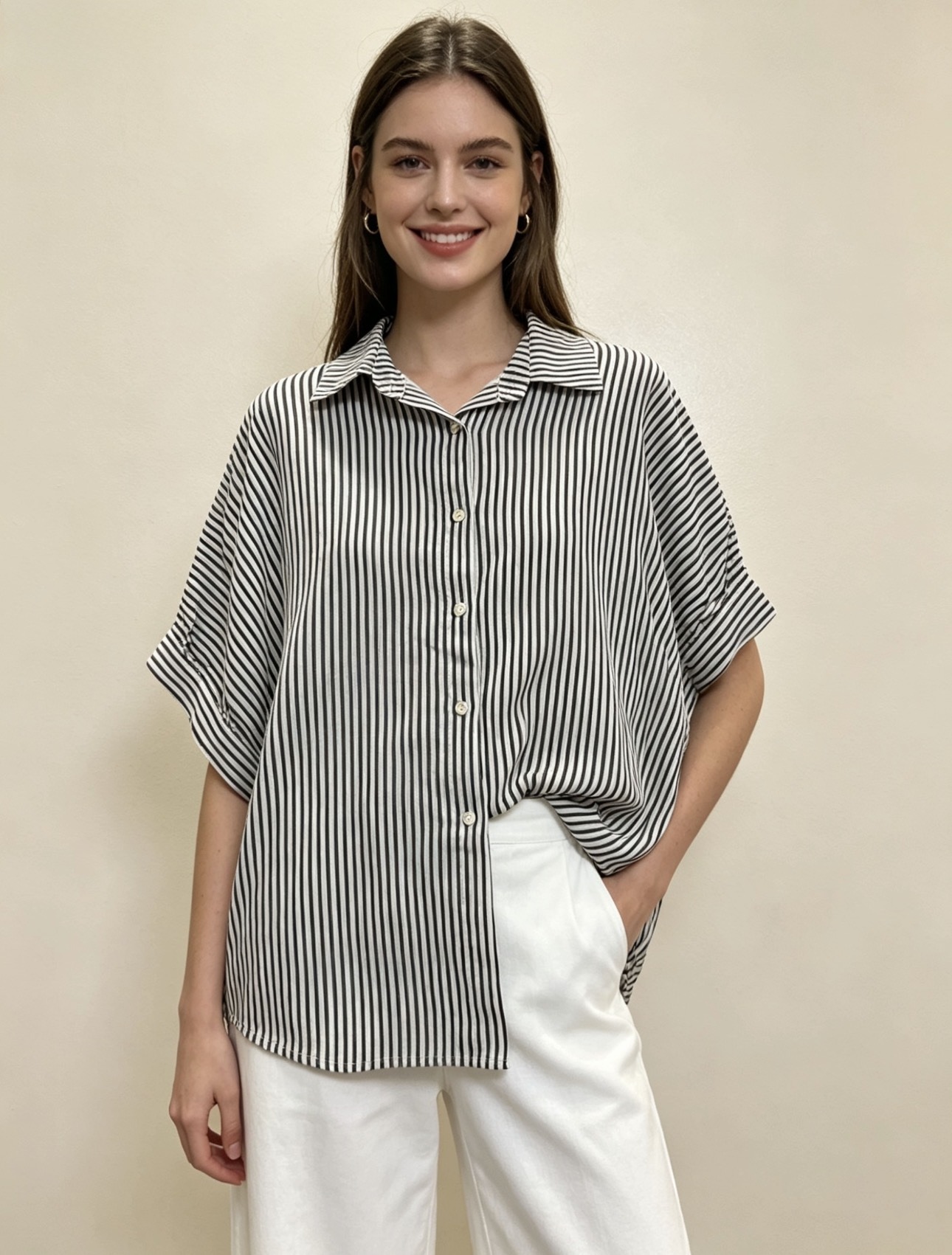 Grossista 5STAR - Camicia a righe, ampia, maniche corte