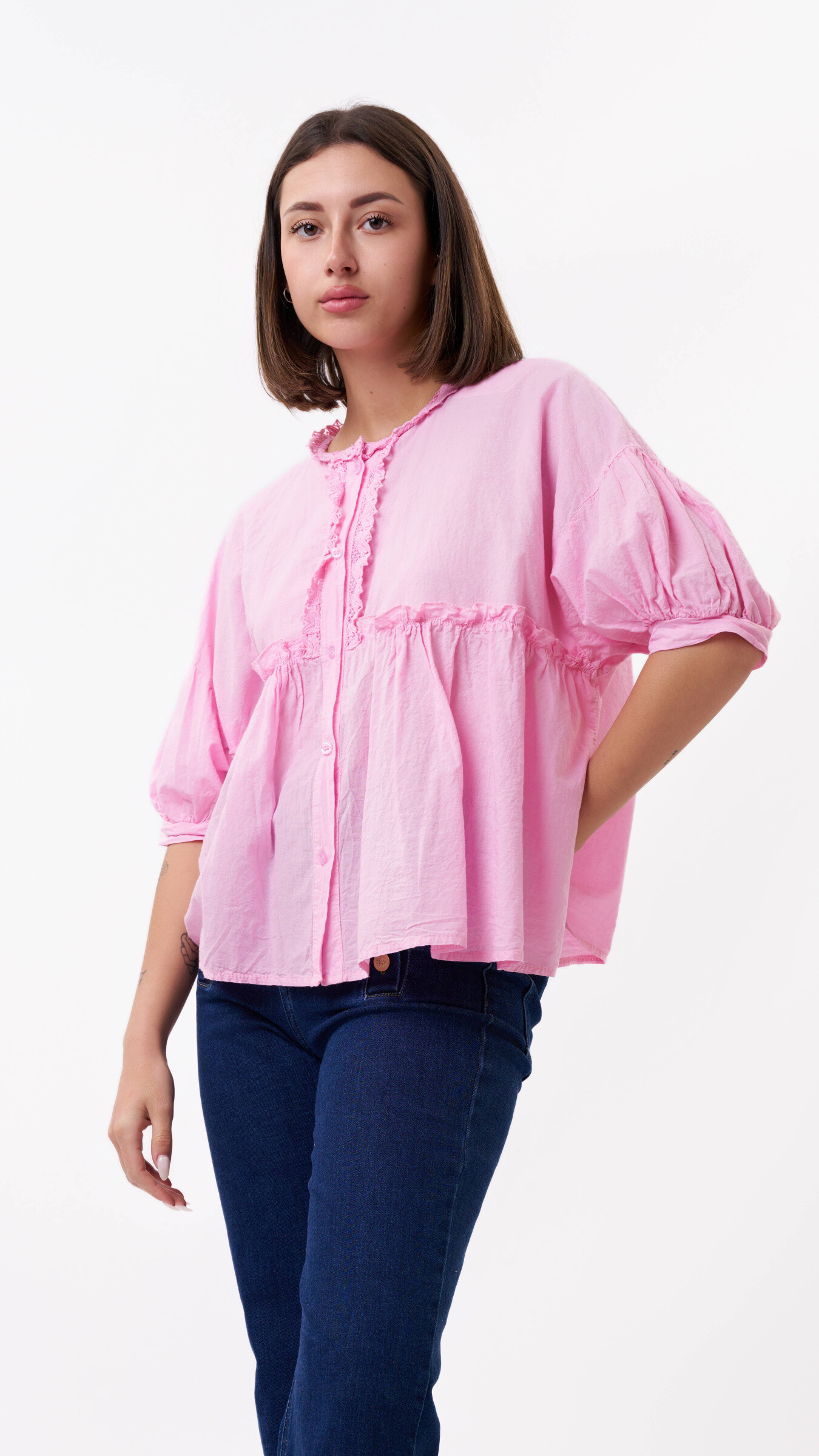 Wholesaler 5STAR - Wide shirt for women with puff sleeves