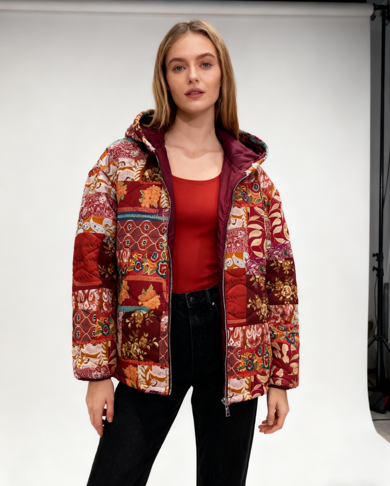 Mayorista 5STAR - Chaqueta con capucha de patchwork