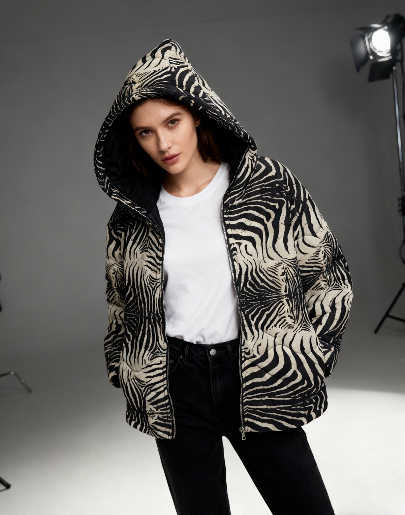 Grossiste 5STAR - Veste à capuche imprimé zèbre