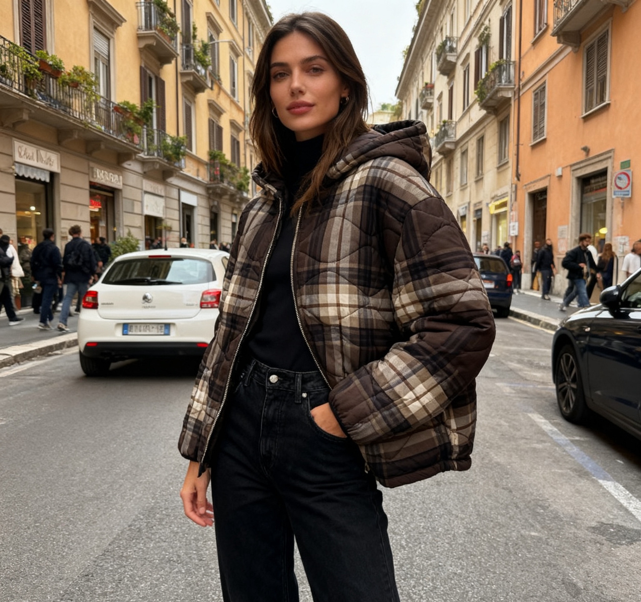 Mayorista 5STAR - Chaqueta acolchada a cuadros con capucha