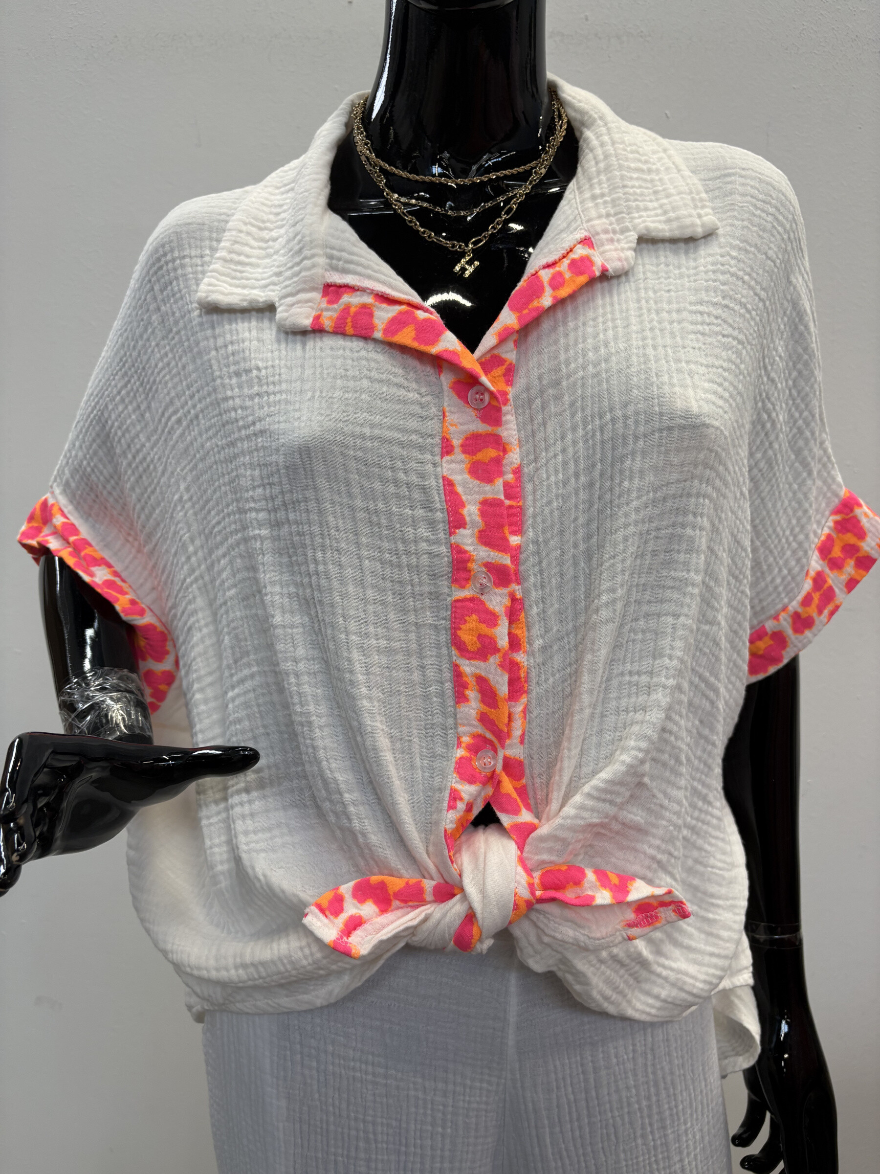 Grossista 5STAR - CAMICIA IN COTONE GARZATO CON STAMPA ANIMALIER FLUO